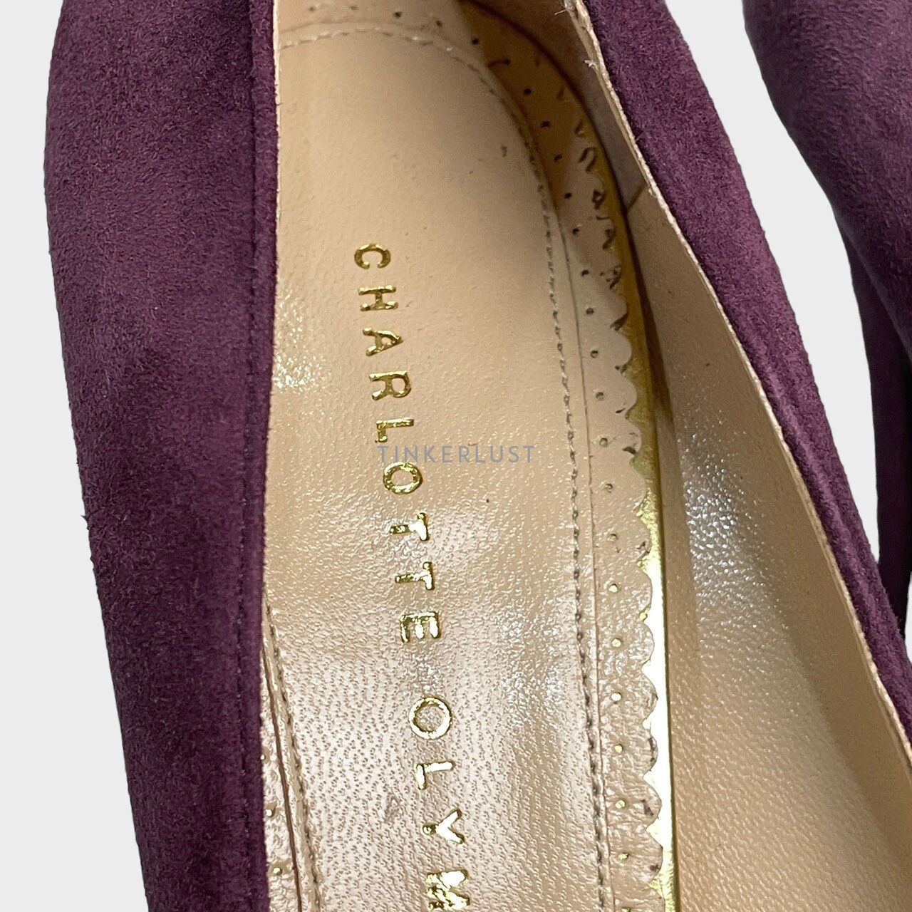 Charlotte Olympia Dolly Puttin On the Glitz Suede Purple Heels