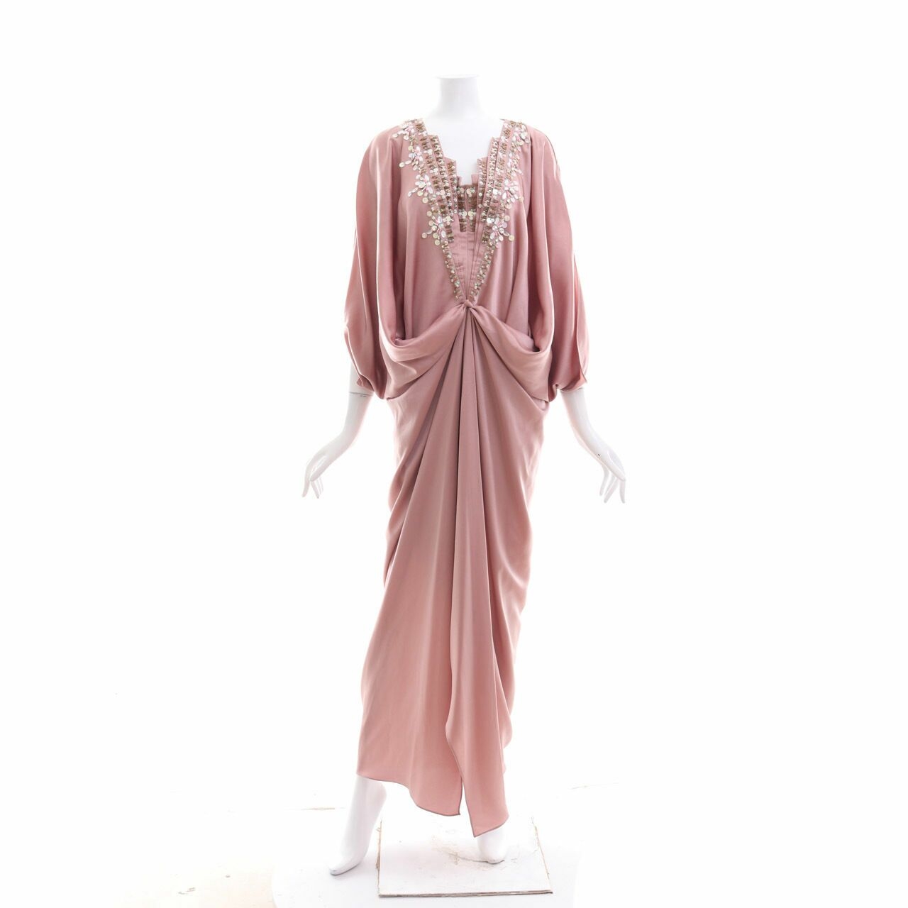 AVA Prologue Rose Gold Beaded Long Dress