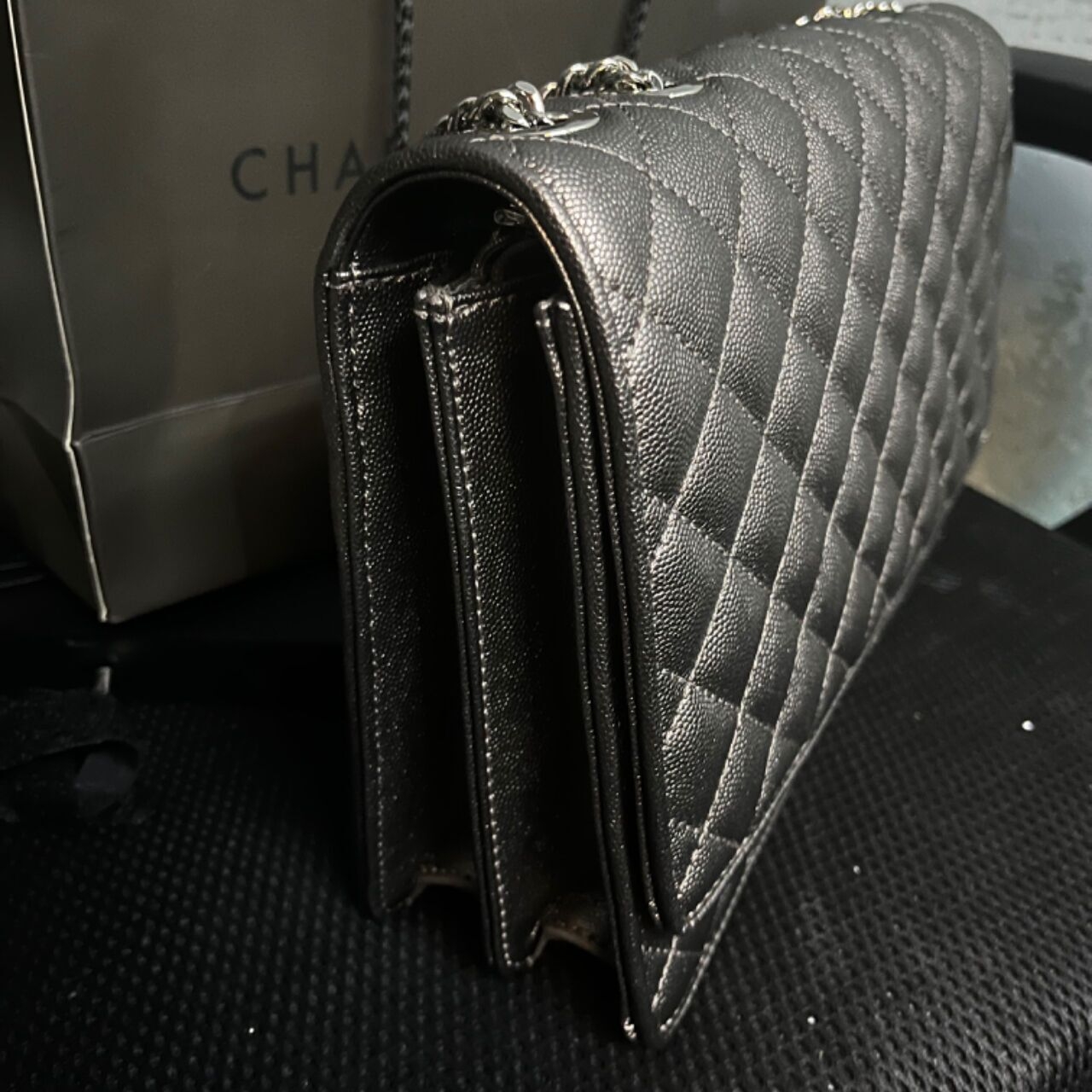 Charles & Keith Push-Lock Quilted Crossbody Bag - Pewter