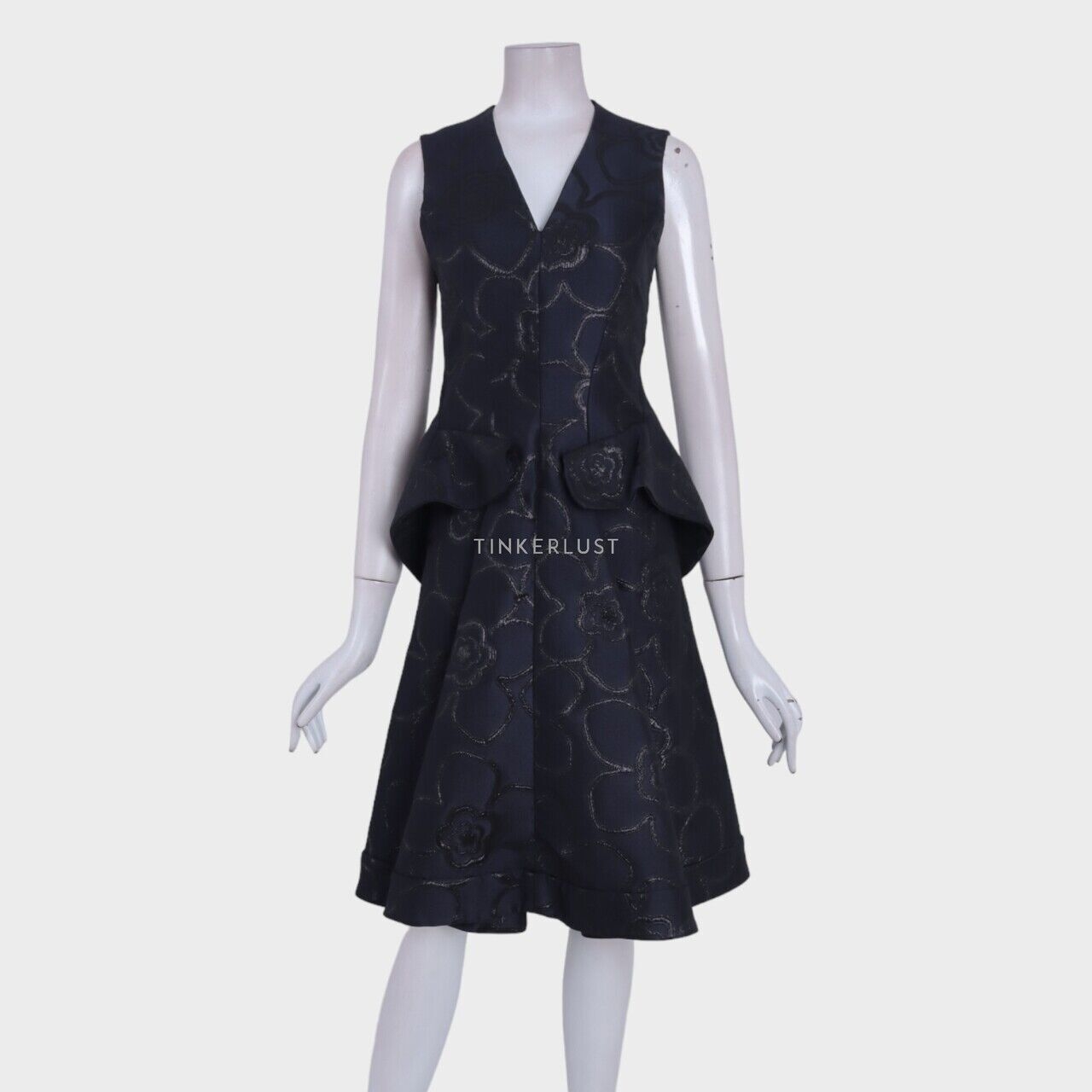Marni Floral Sleeveless Navy Midi Dress