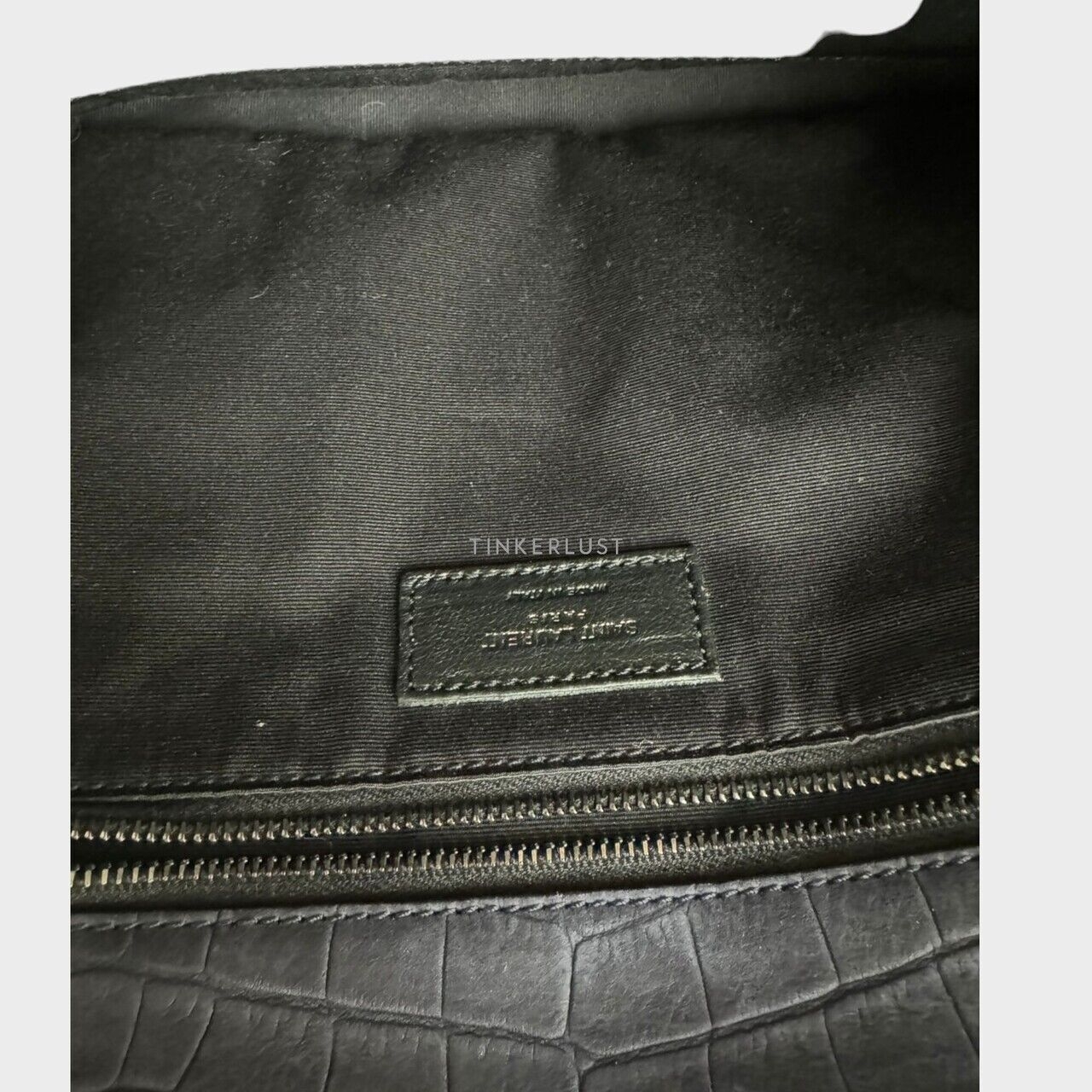 Saint Laurent Niki Medium Croco Navy Shoulder Bag