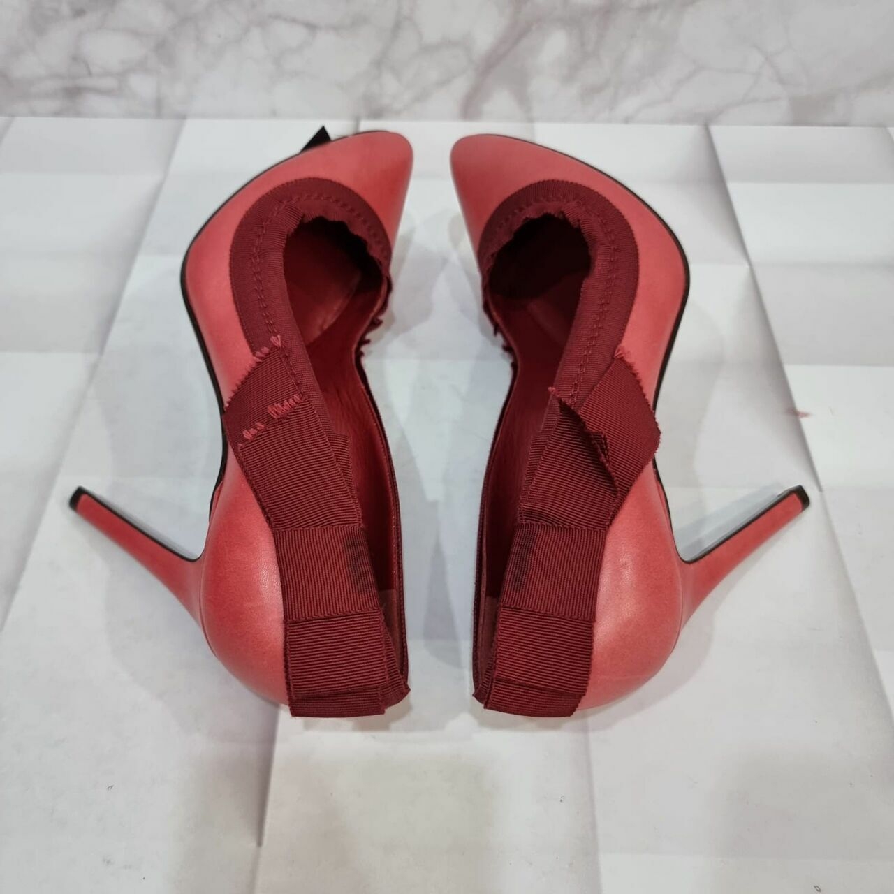 Lanvin Pink & Maroon With Ribbon Detail Heels