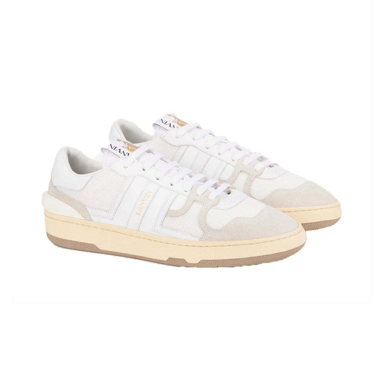 Lanvin Clay Low-top Sneakers Leathers and Mesh All White Men