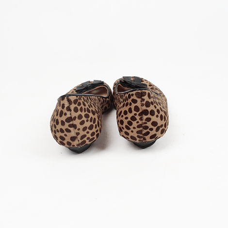 Lulu Guinness Brown Leopard-Print Leather Flats