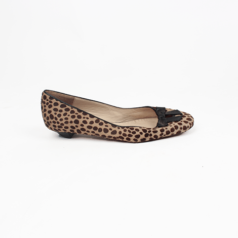 Lulu Guinness Brown Leopard-Print Leather Flats