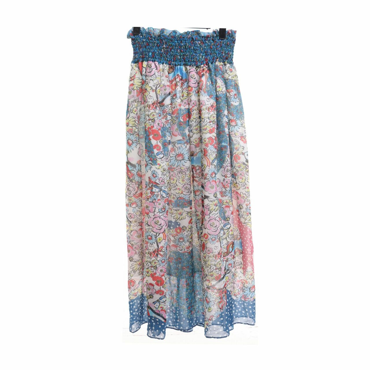 Tsumori Chisato Multi-Pattern Blue Midi Skirt