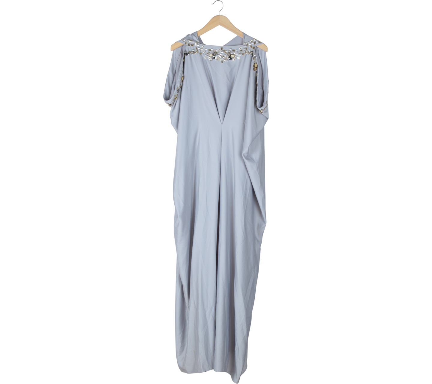 Reshnareshna Grey Beaded Caftan Long Dress
