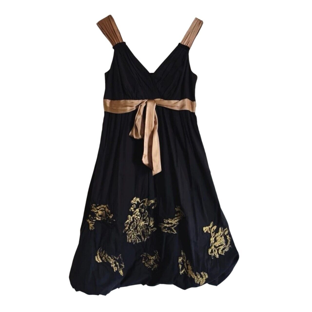 BCBG Max Azria Gold & Black Midi Dress