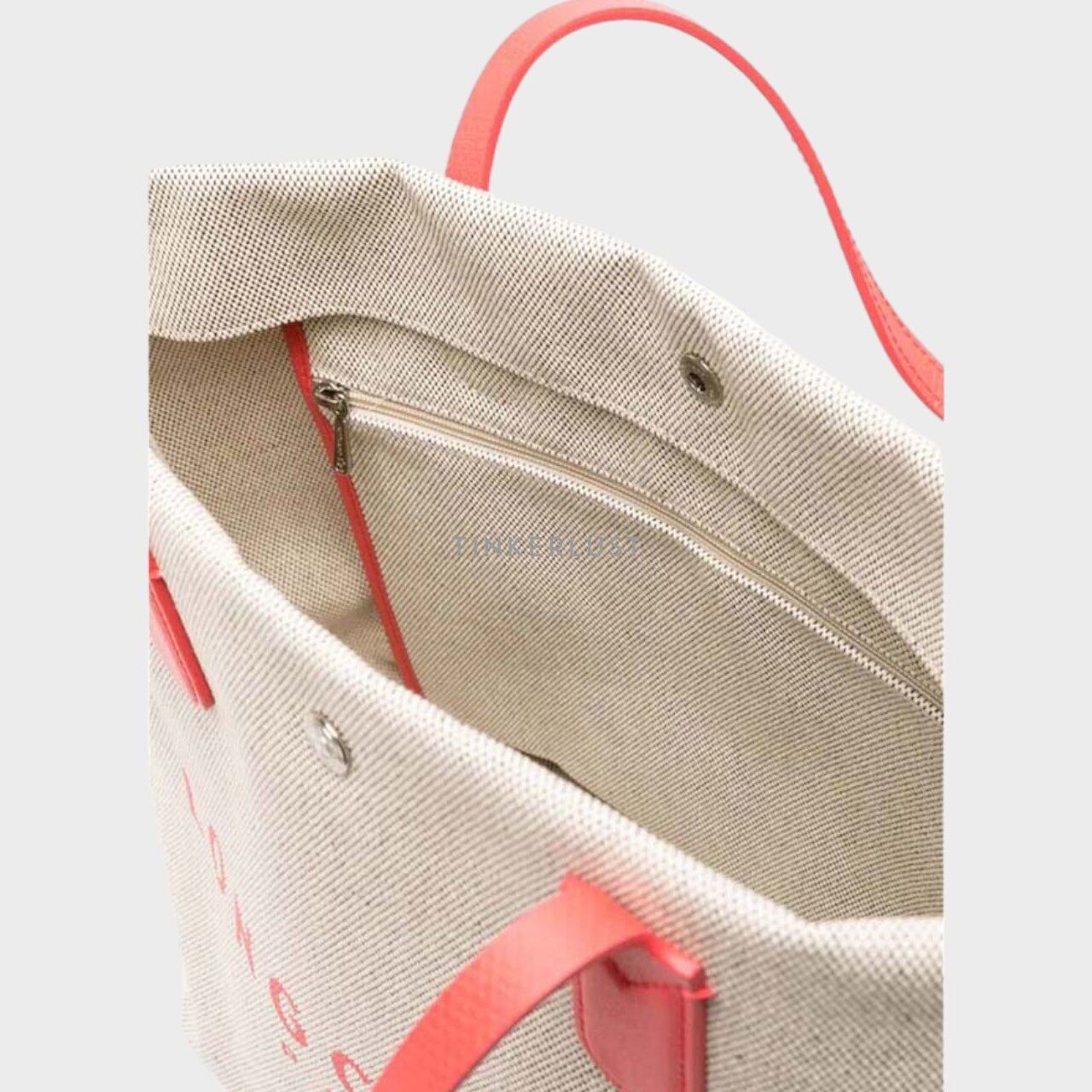 Longchamp Large Roseau In Strawberry Canvas Tote Bag