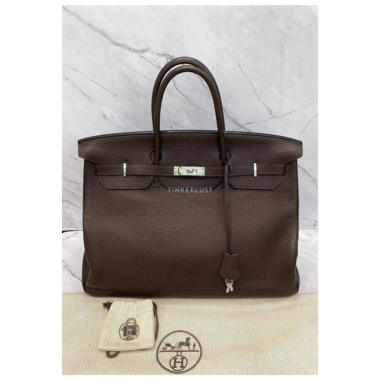 Hermes Birkin 40 Choco Togo PHW #M Handbag