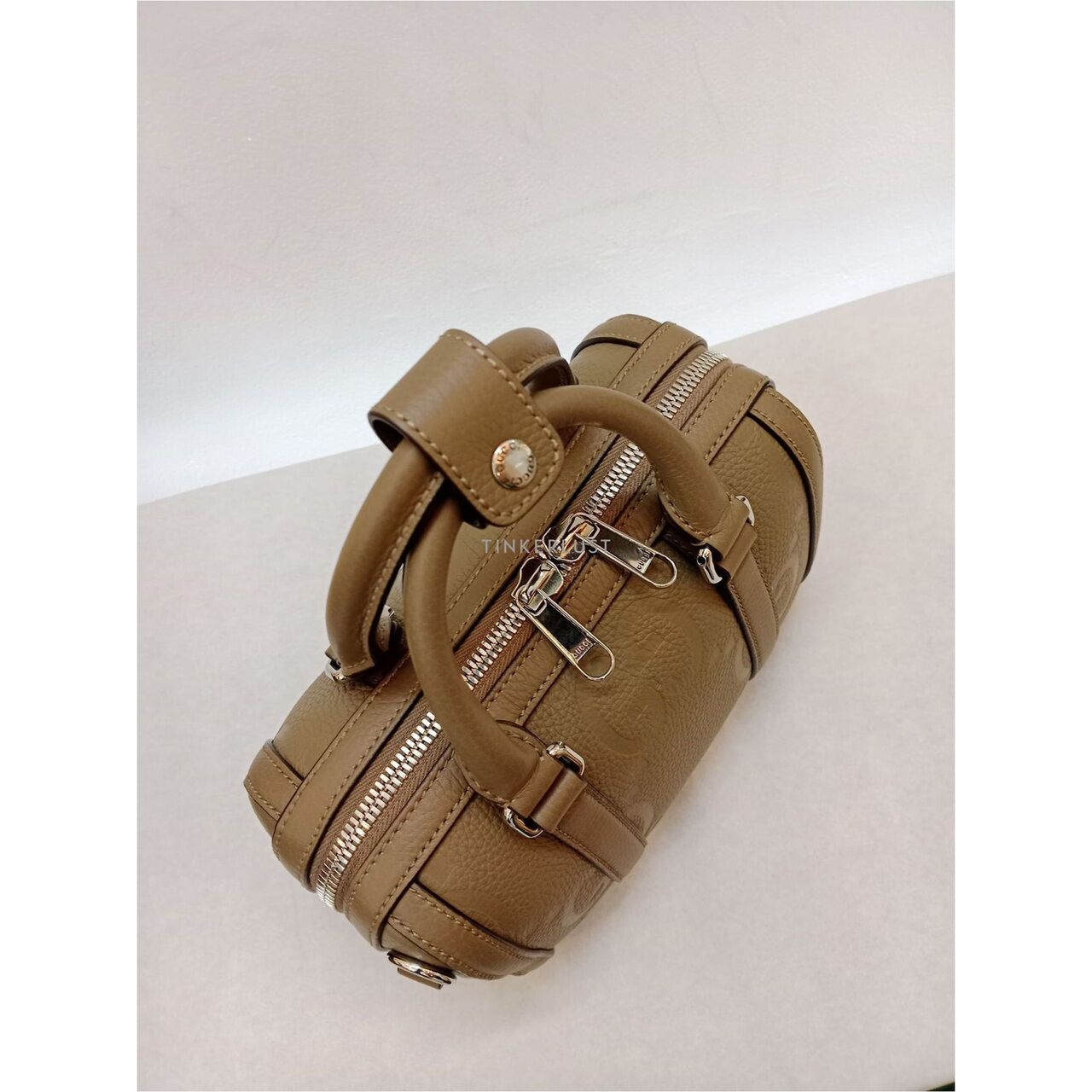 Gucci Jumbo GG Mini Duffle Bag Etoupe Calfskin Satchel