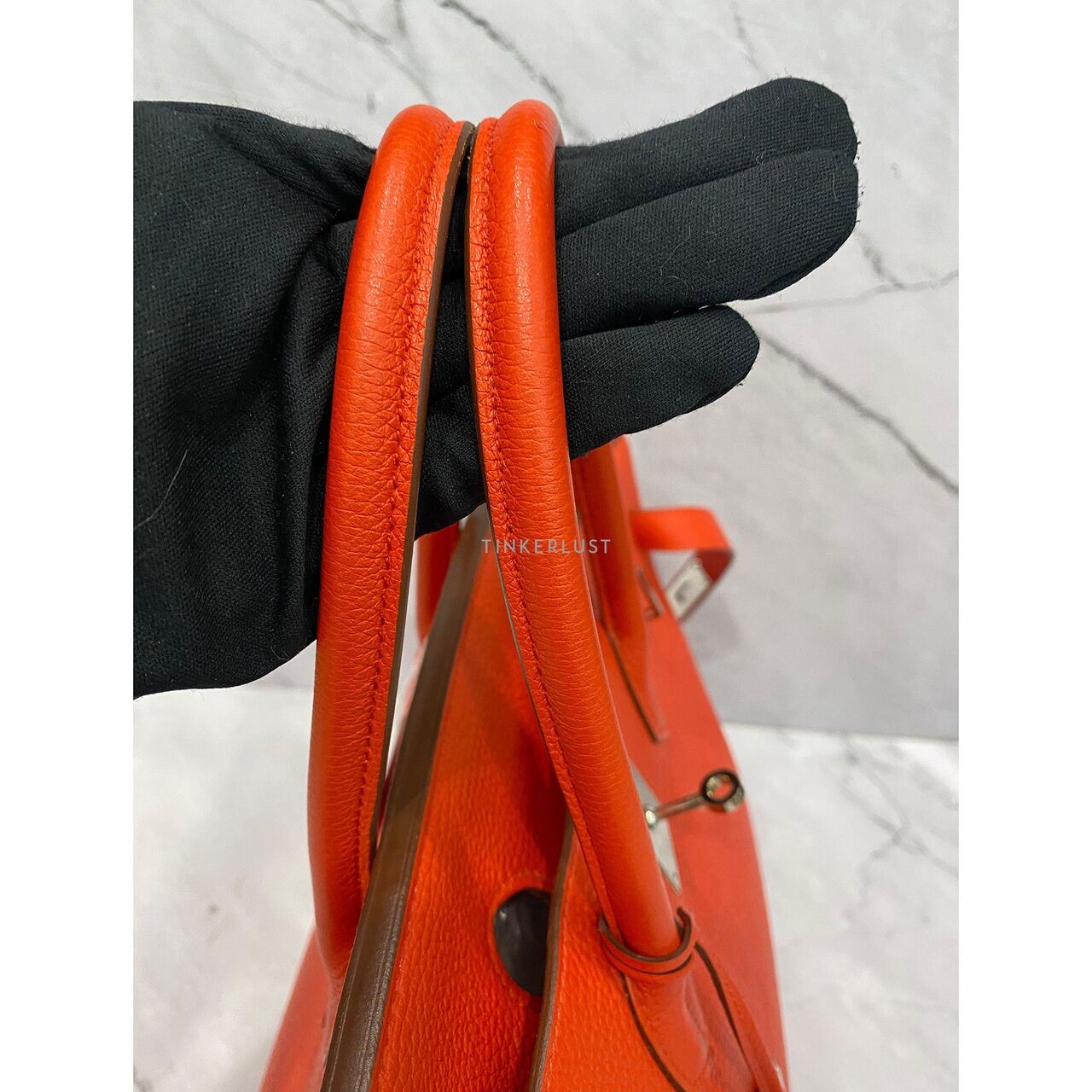 Hermes Birkin 35 Clemence Orange PHW #P Handbag