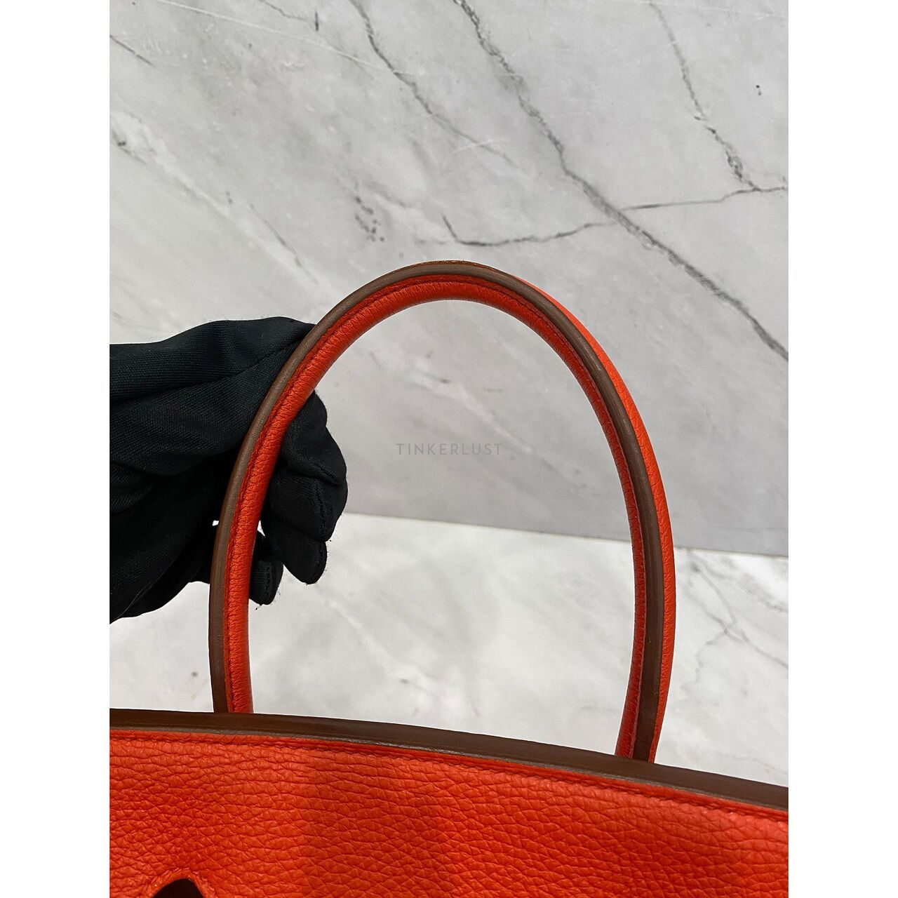 Hermes Birkin 35 Clemence Orange PHW #P Handbag