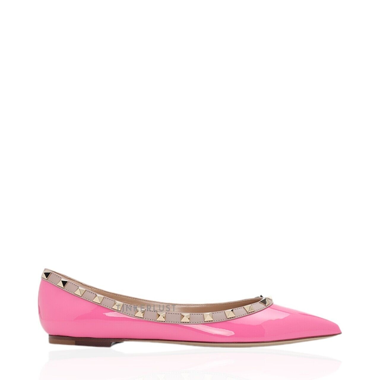 Valentino Rockstud Ballerina in Feminine Pink Patent Flats