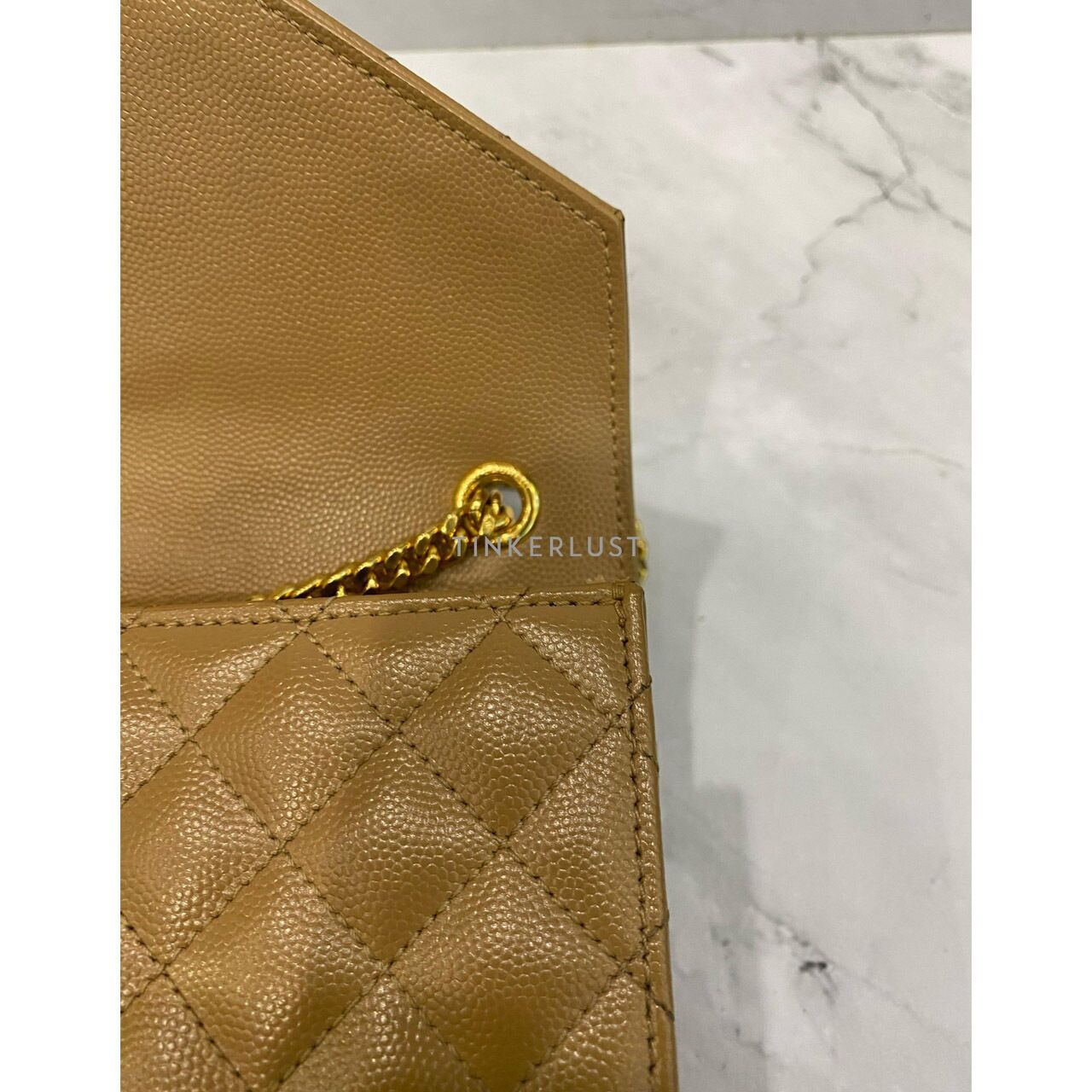 Saint Laurent Envelope Small in Beige Grained GHW 2019 Sling Bag