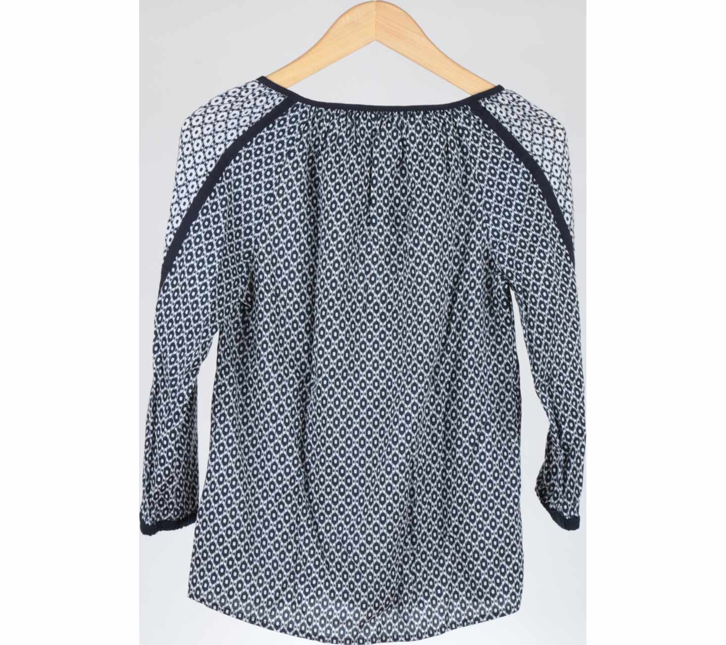 The Collection Dark Blue And White Patterned Blouse