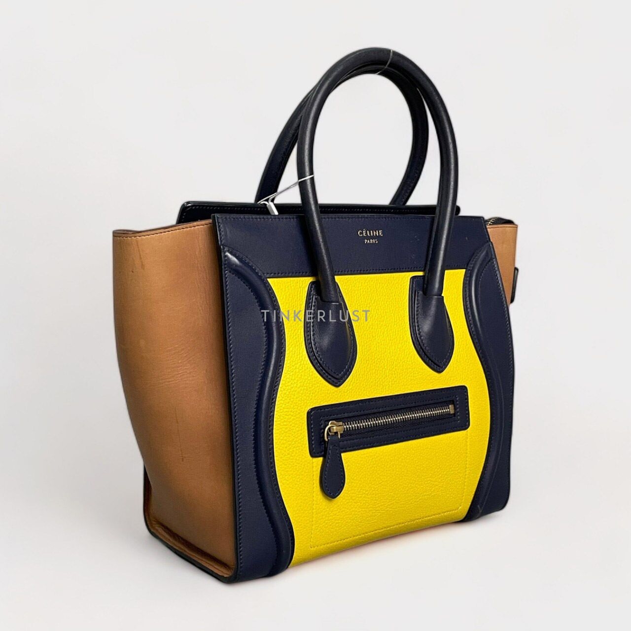 Celine Micro Luggage Tri-Color Leather GHW Tote Bag