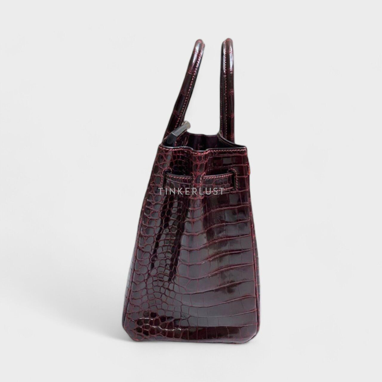 Hermes Birkin 30 Bordeaux Porosus Shiny #G Square PHW Handbag