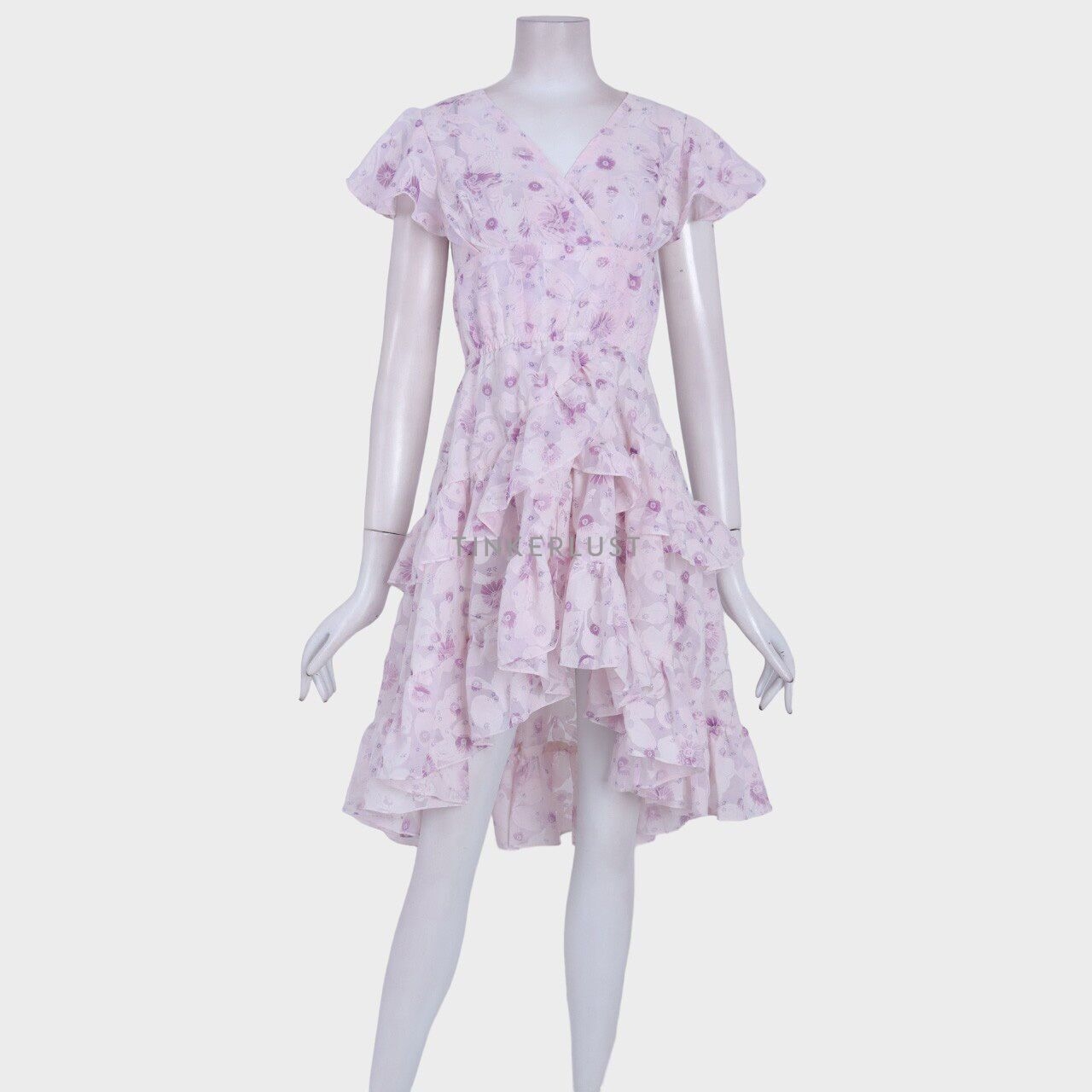 Barli Asmara Pink Floral Pattern Ruffle Mini Dress