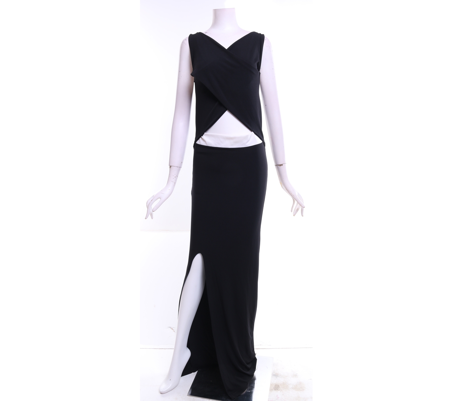 Mono Instyle Black Open Back Asymmetric Long Dress