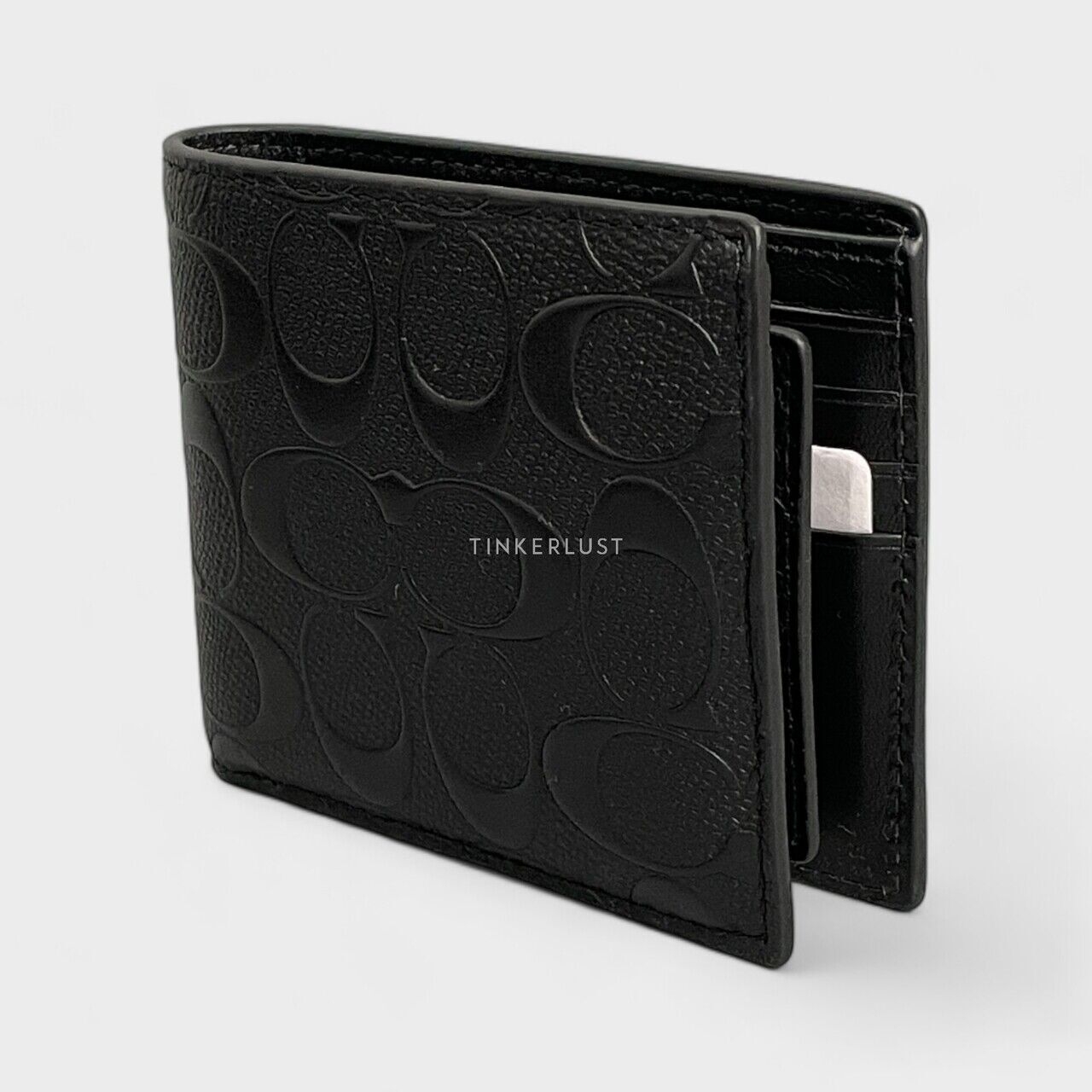 Coach C75371 Black Embossed Signature Leather Wallet