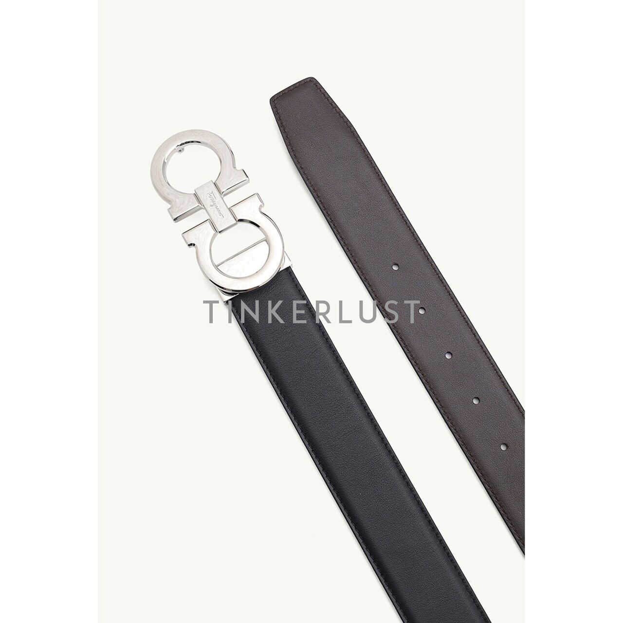 Salvatore Ferragamo Men Reversible Versatile Gancini Belt 3.5cm in Black/Hickory Calfskin RHW