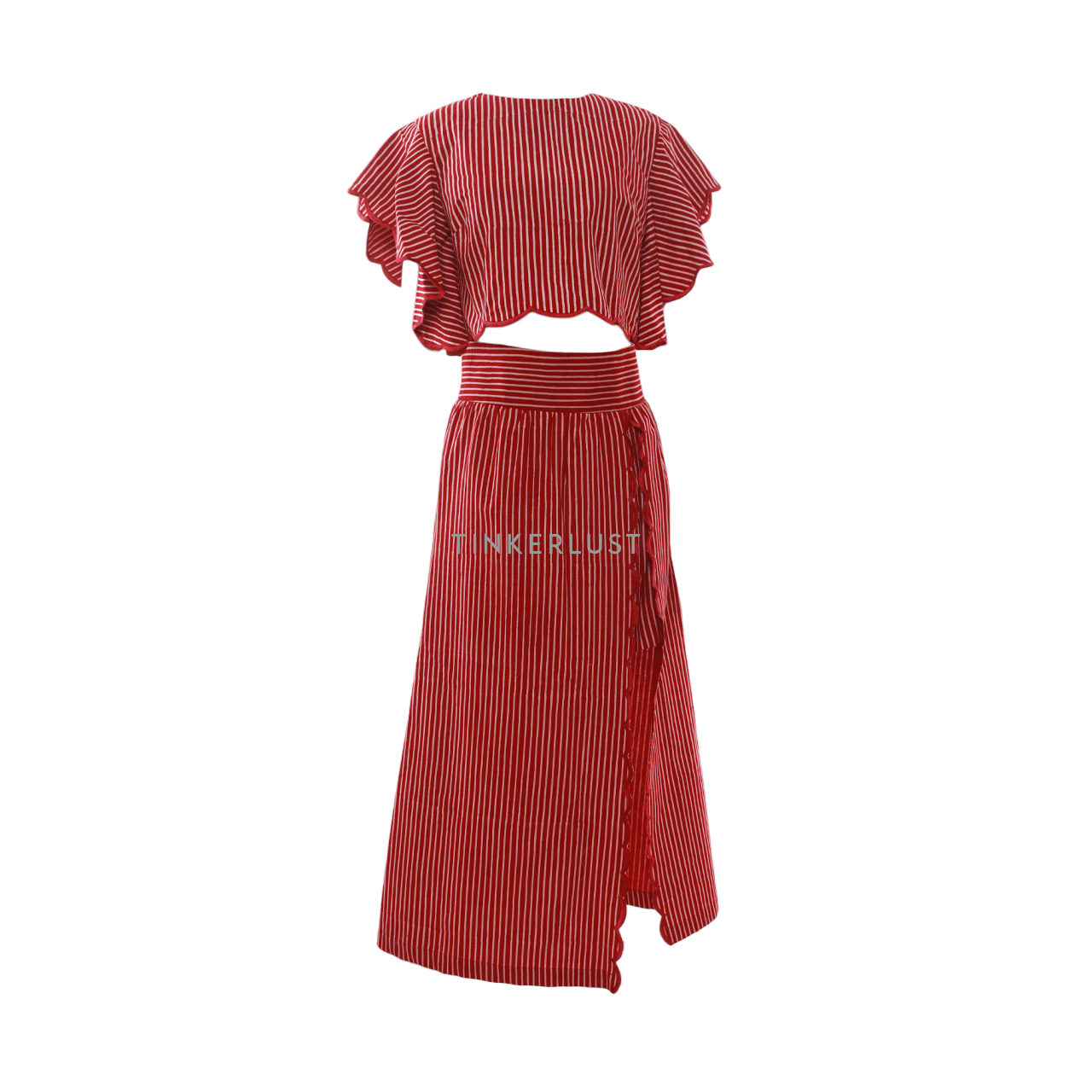 Amanda Hartanto Red & Cream Stripes Two Piece