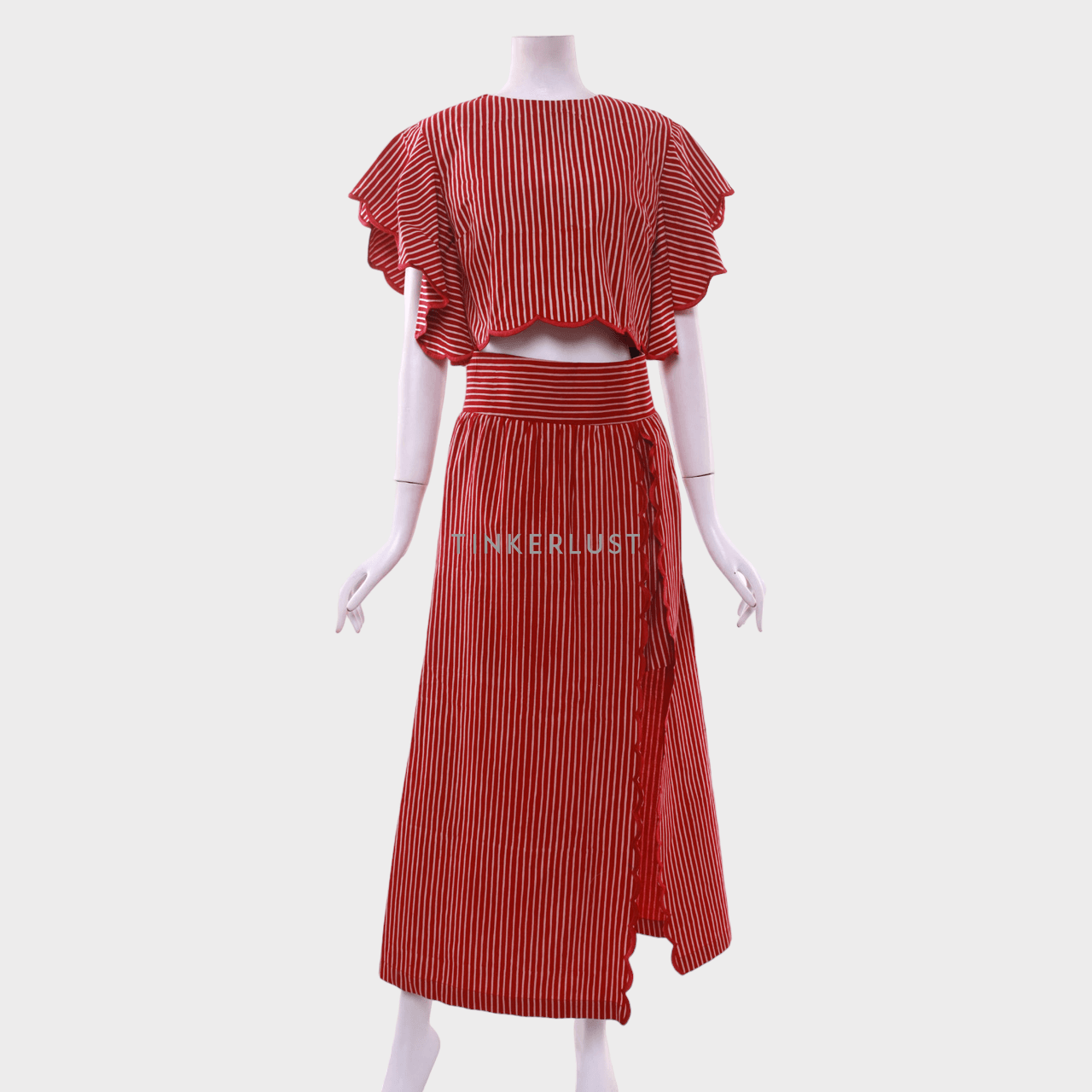 Amanda Hartanto Red & Cream Stripes Two Piece