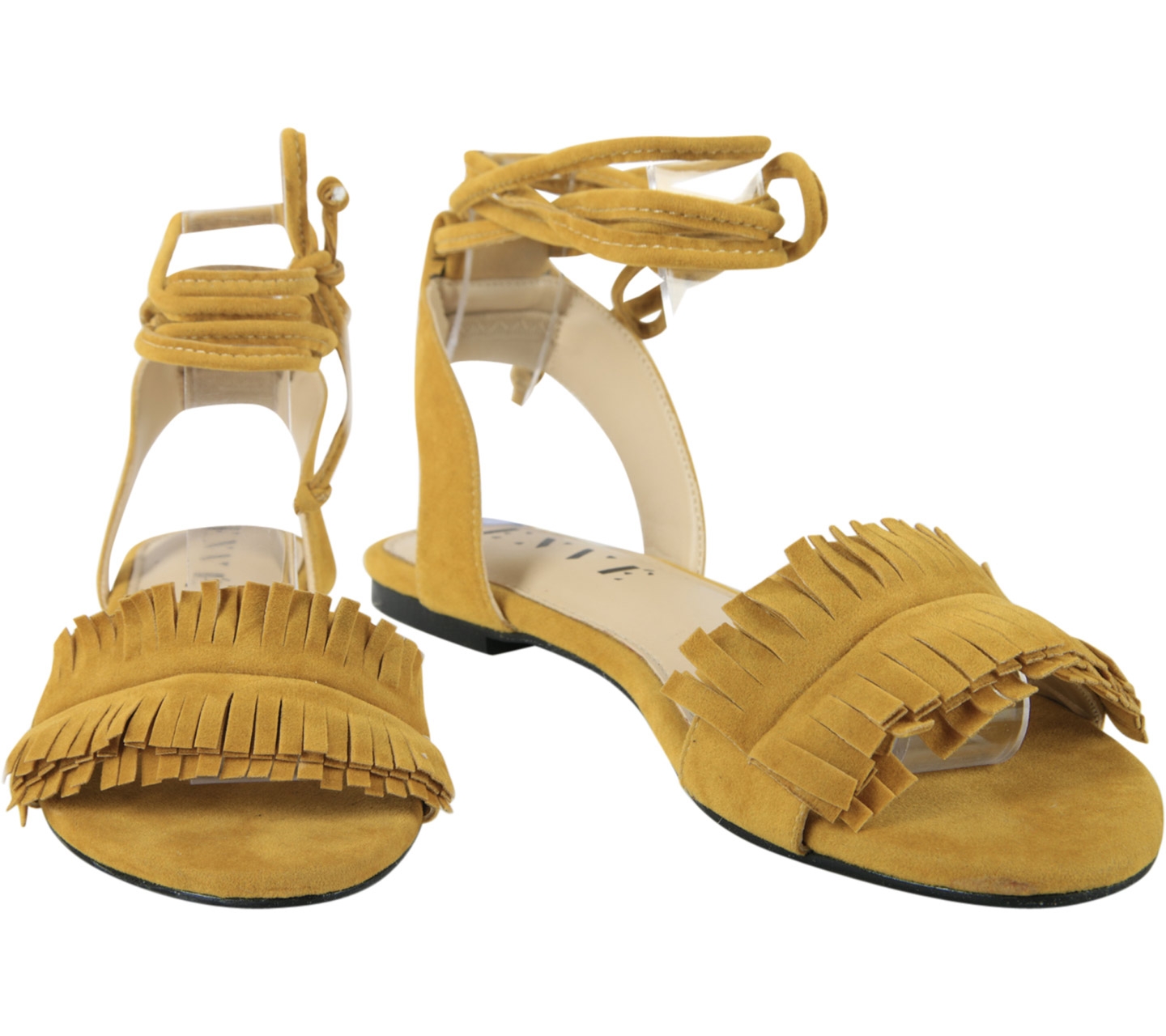 Enve Mustard Lace Up Sandals