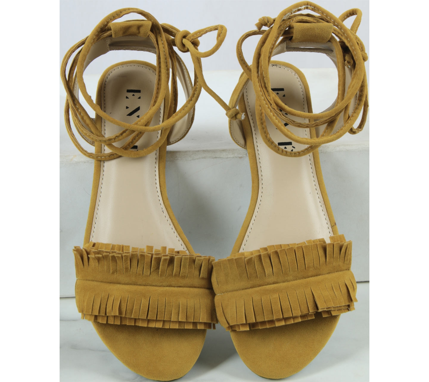Enve Mustard Lace Up Sandals