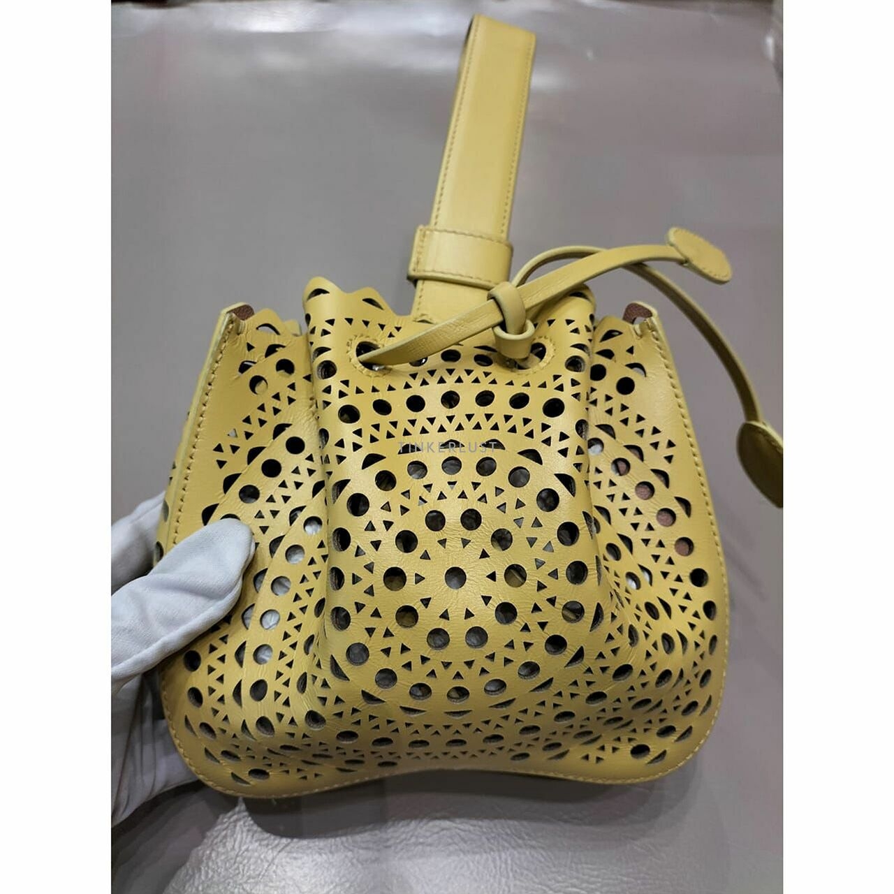 Alaia Waist Mini Laser Cut Yellow Handbag 
