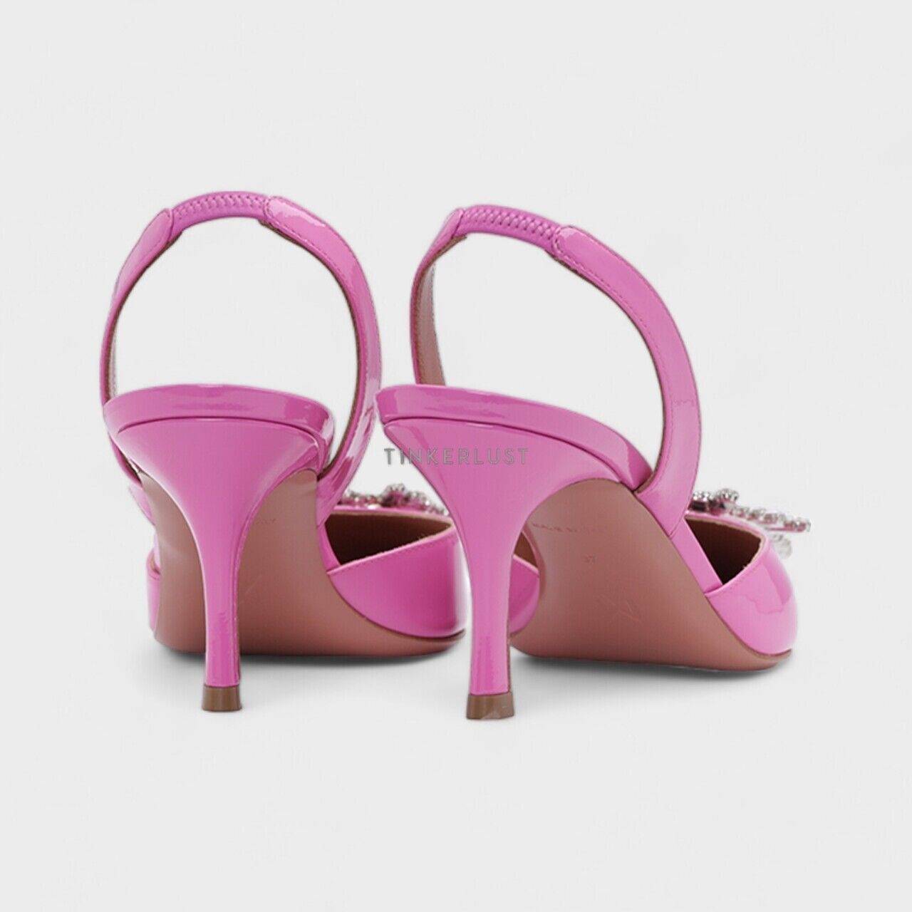 Amina Muaddi Begum Slingback Pumps 70mm Pink Patent Leather Heels