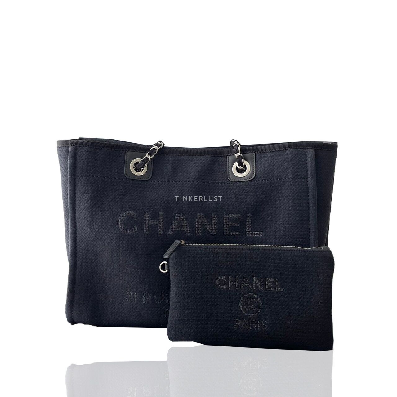 Chanel Deauville Rue Cambon Medium Black SHW Chip Tote Bag	