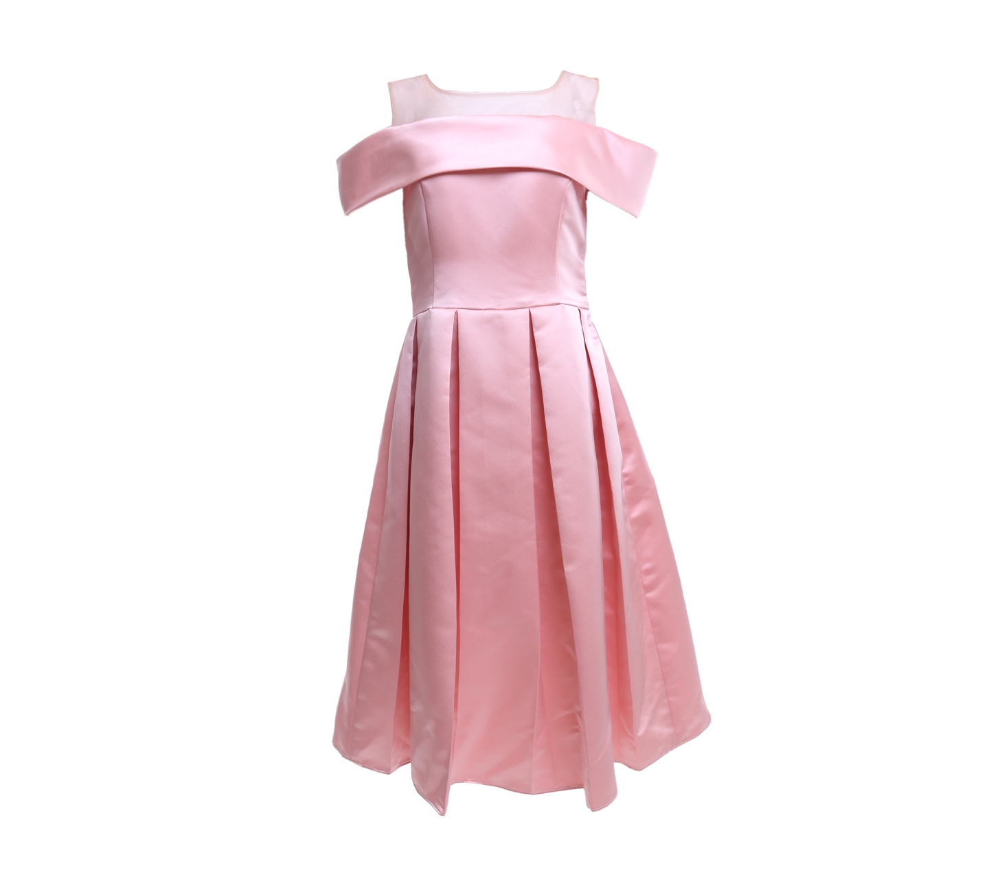 Stylica Peach Tulle Midi Dress