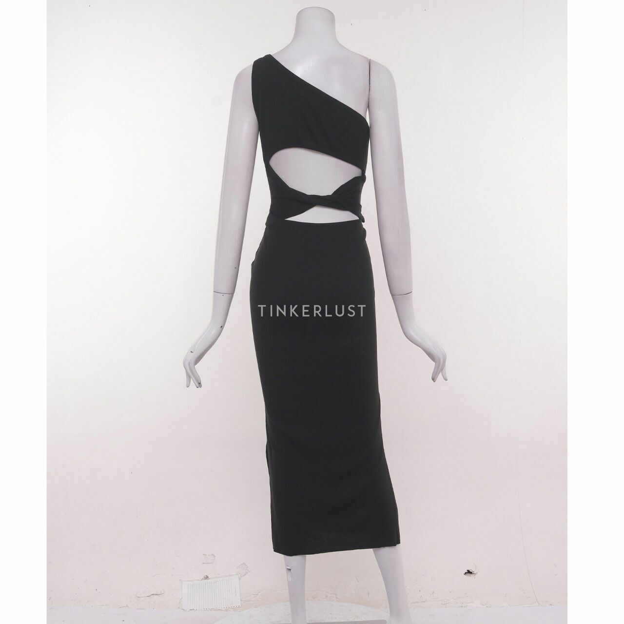 aloes-clothing Black One Shoulder Slit Knit Long Dress