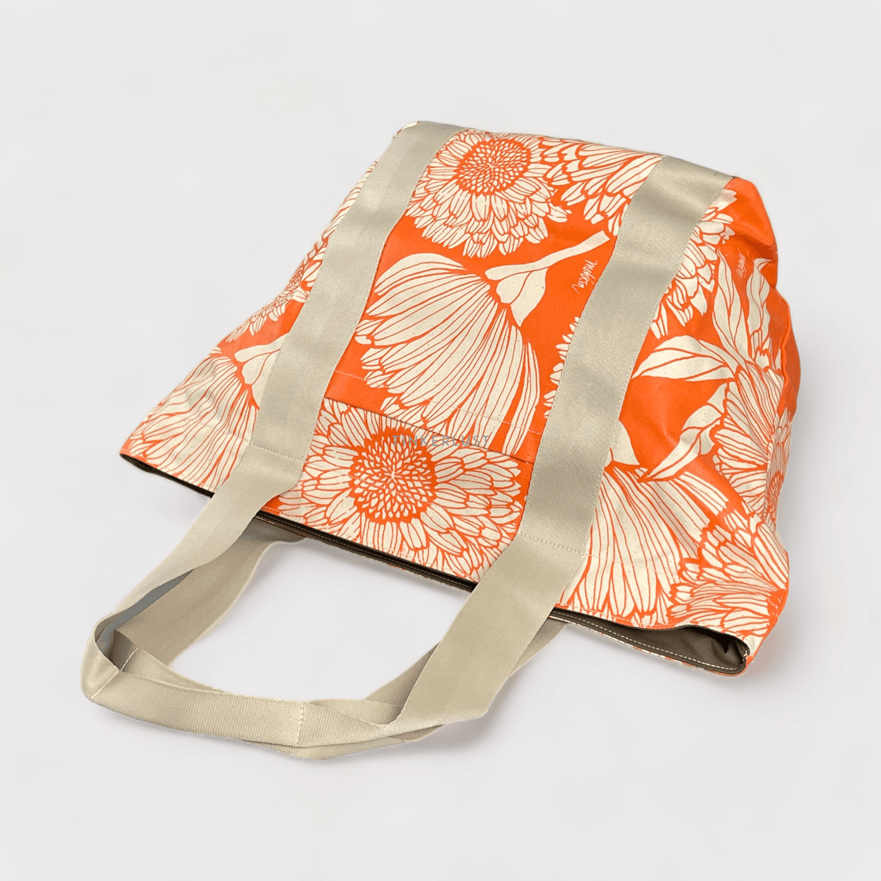 Tulisan Orange & Cream Floral Tote Bag