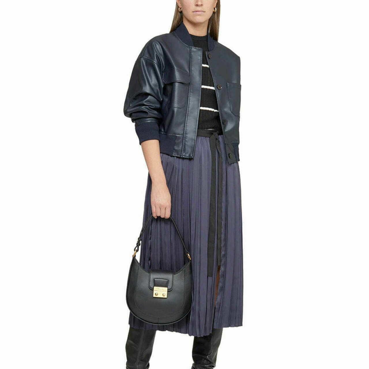 Phillip Lim Pashli Modern Hobo Bag Calfskin Leather Black Ghw