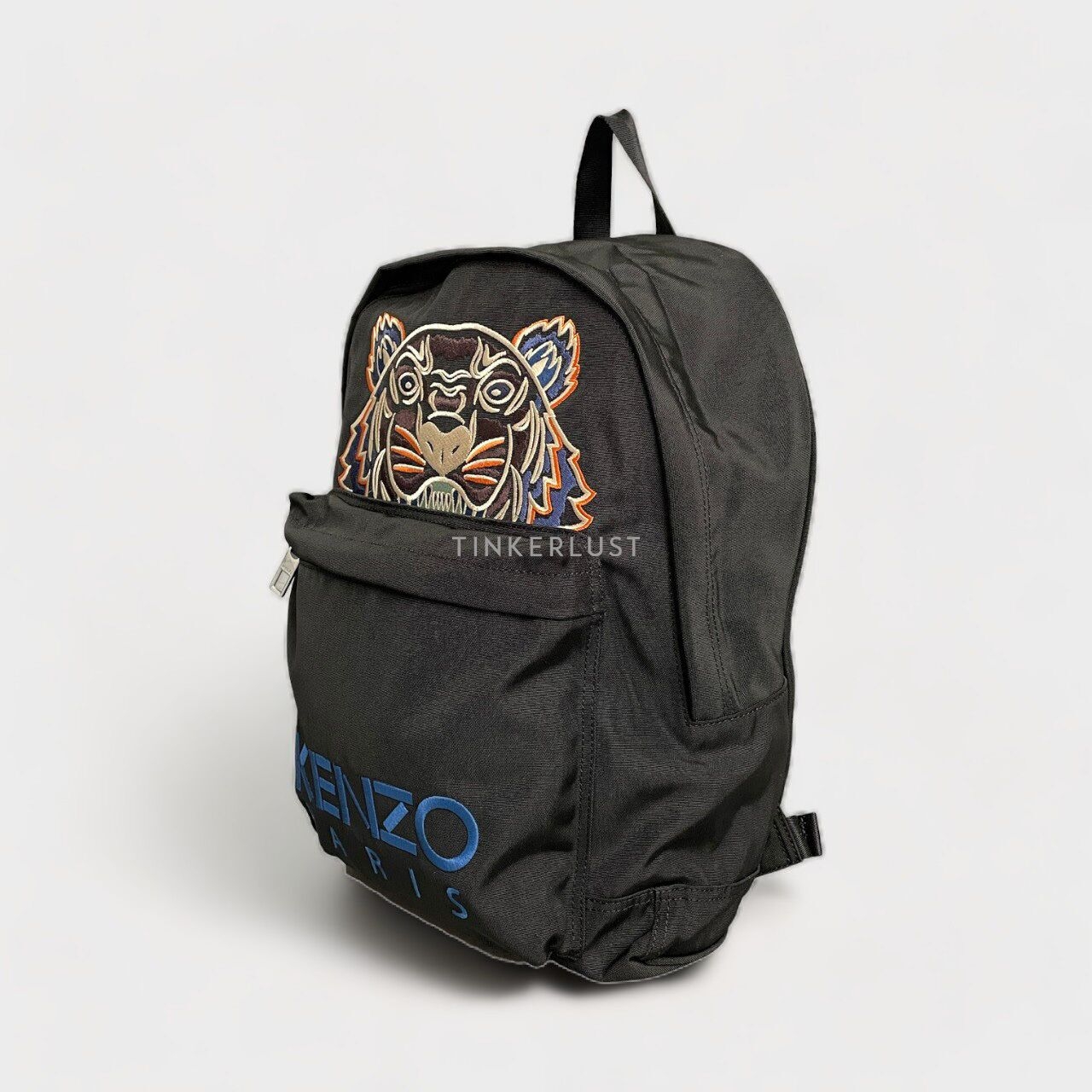 Kenzo Black & Blue Tiger Canvas Embroidered Backpack