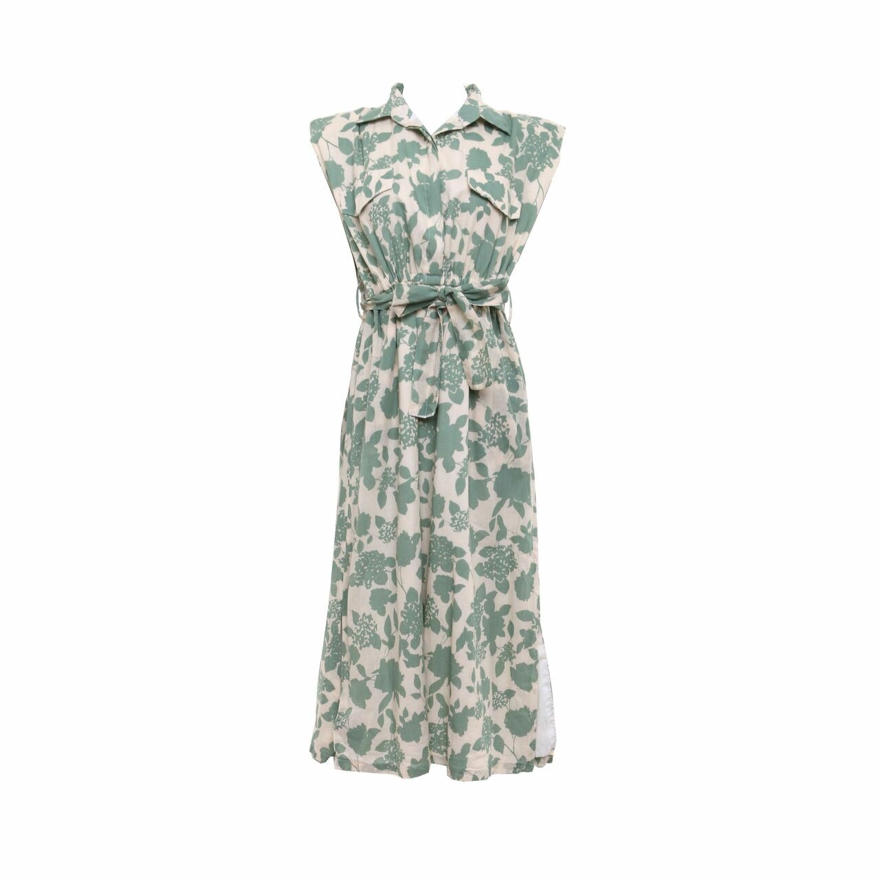 Poise24 Green & Off White Floral Long Dress