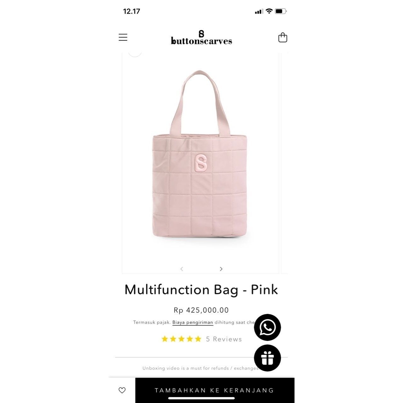 Button Scarves Pink Multifunction Bag
