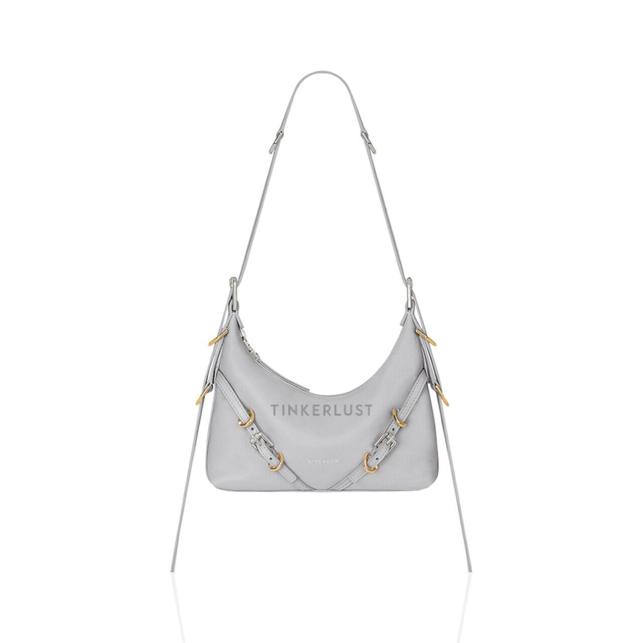 Givenchy Mini Voyou Crossbody Bag in Light Grey Tumbled Calfskin Leather
