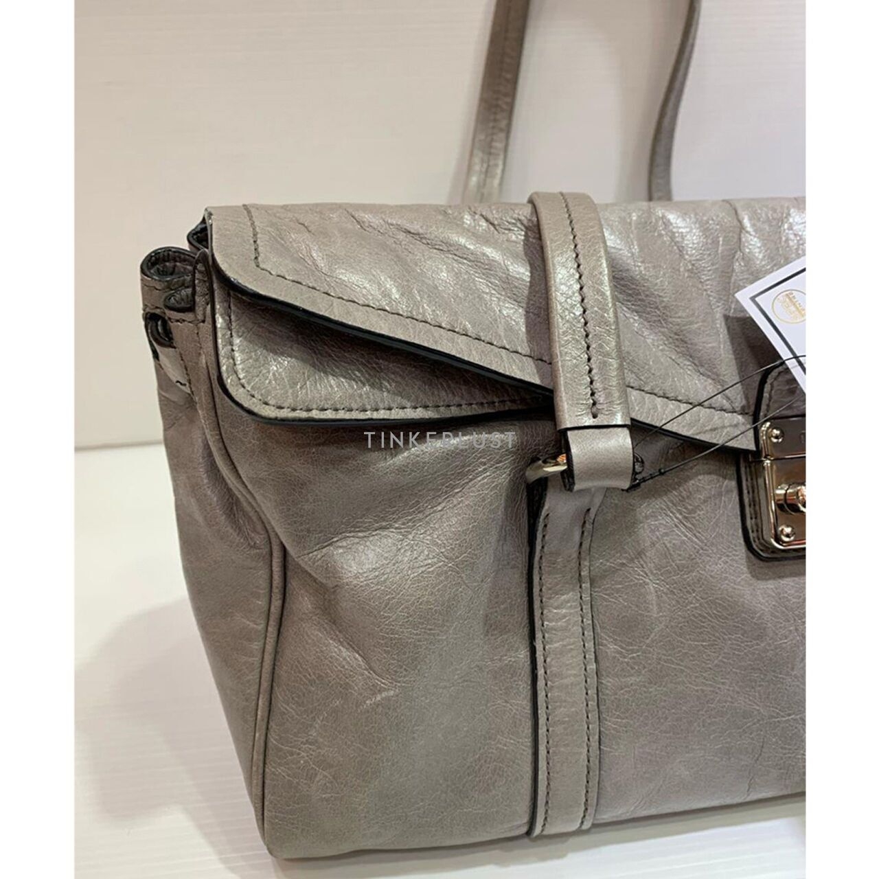 Miu Miu Vitello Shine Leather Grey Shoulder Bag