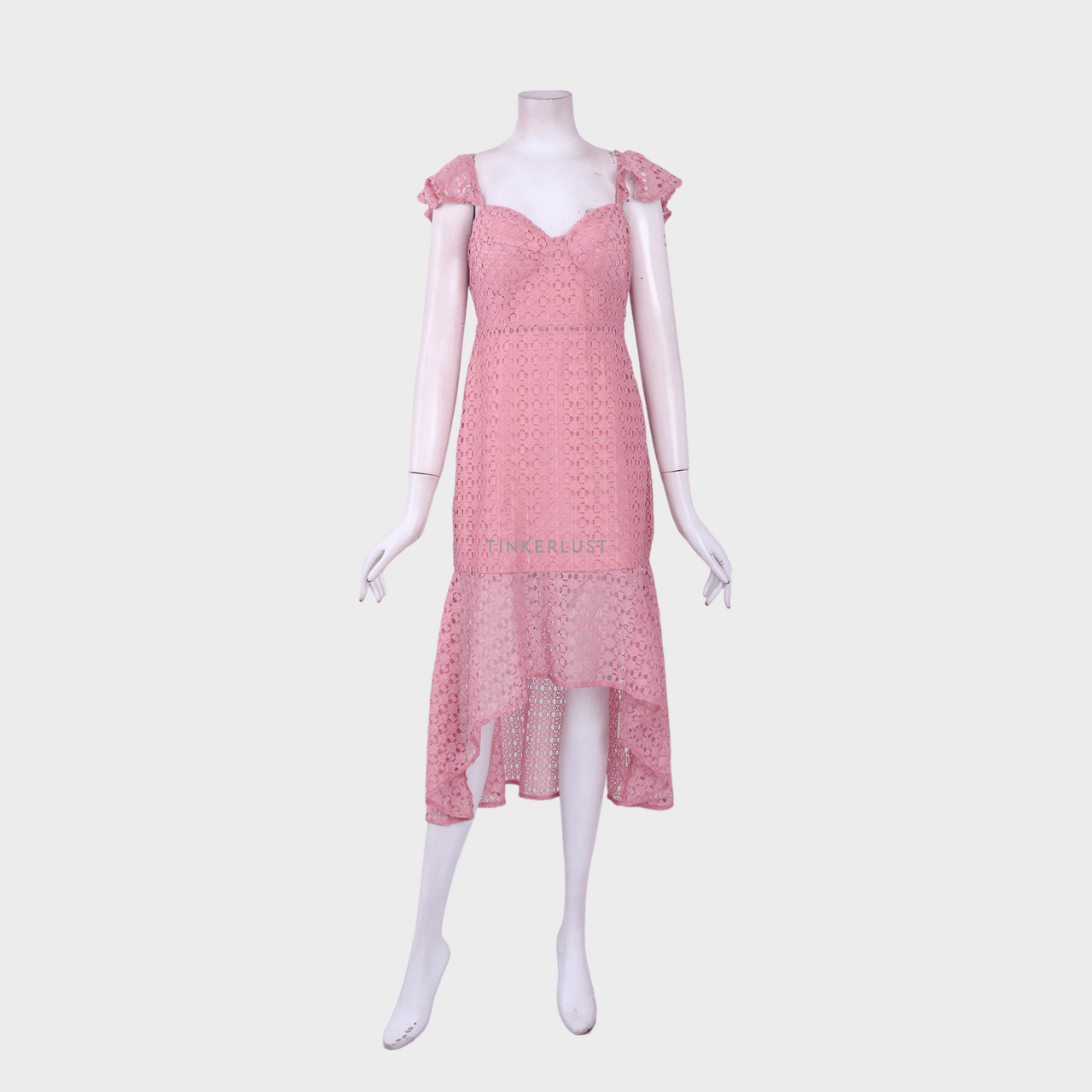 Line & Dot Pink Lace Midi Dress