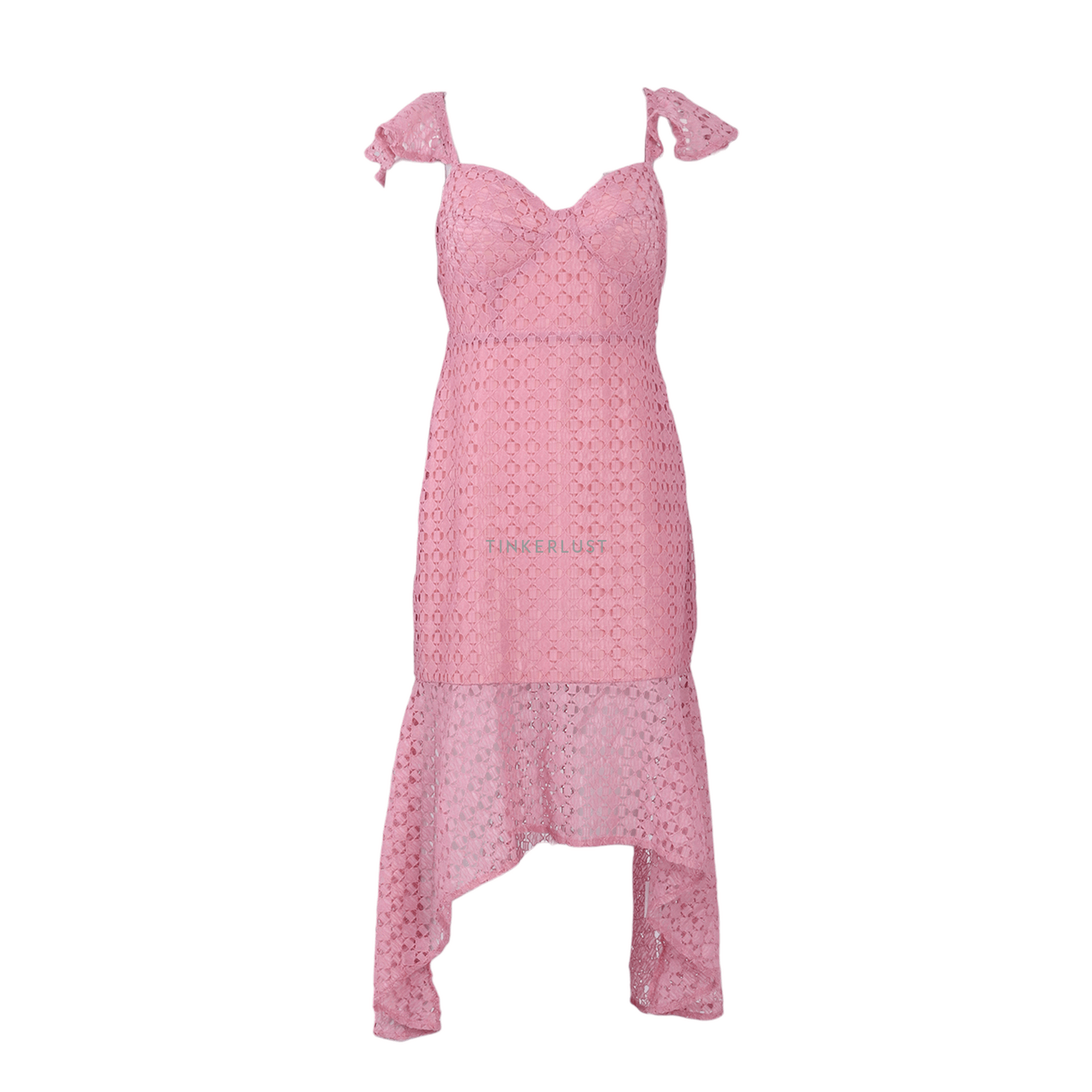 Line & Dot Pink Lace Midi Dress