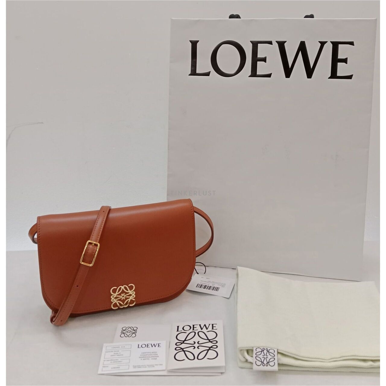 Loewe Goya Accordion Tan Calfskin GHW Shoulder Bag
