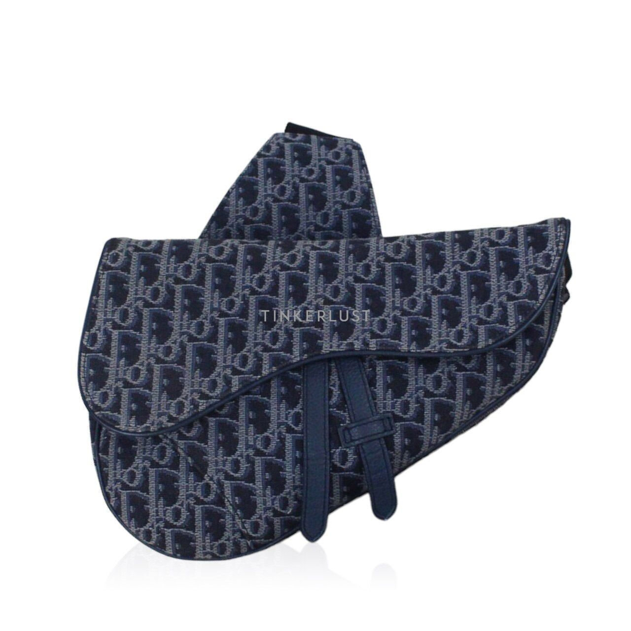 Christian Dior Oblique Jacquard Saddle Bag Navy Sling Bag
