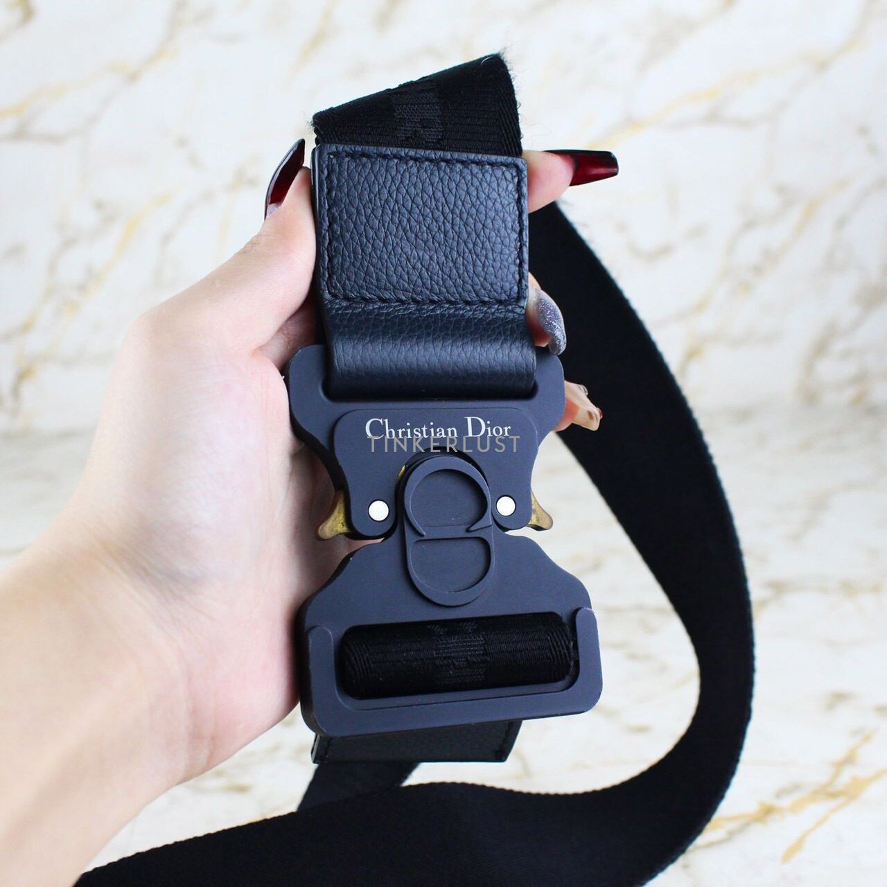 Christian Dior Oblique Jacquard Saddle Bag Navy Sling Bag