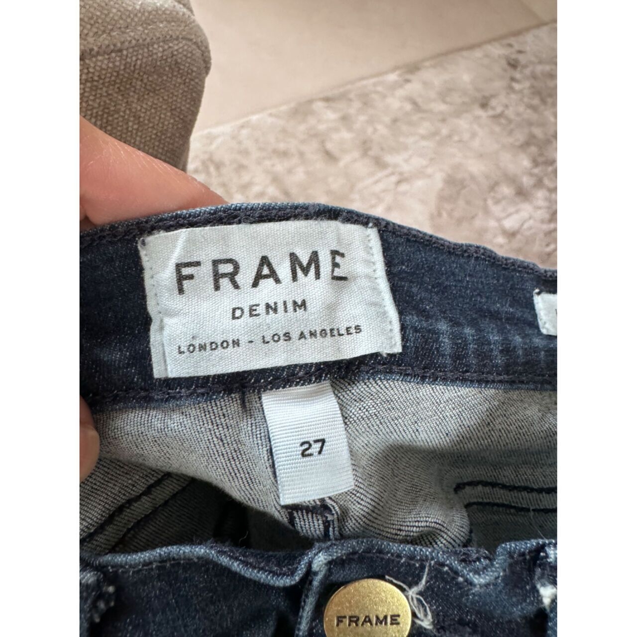 Frame Le Skinny De Jeanne Frayed Step Hem Blue Jeans
