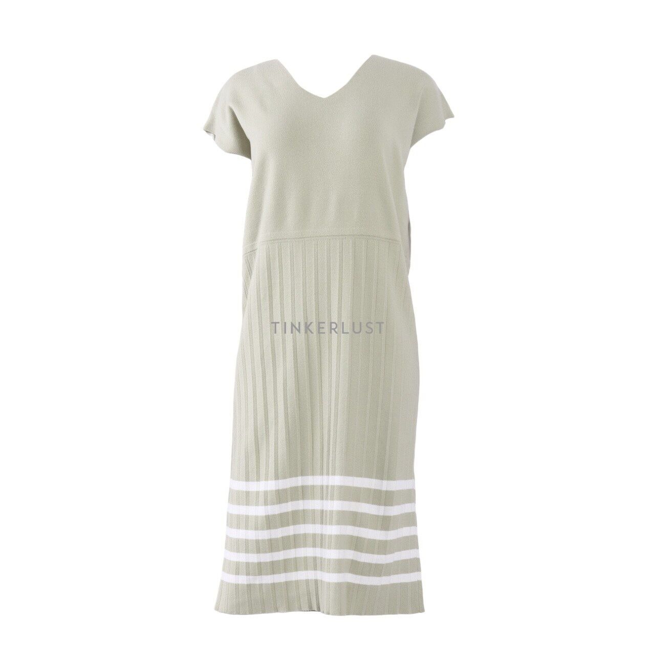 Beatrice Clothing Green & White Knit Mini Dress