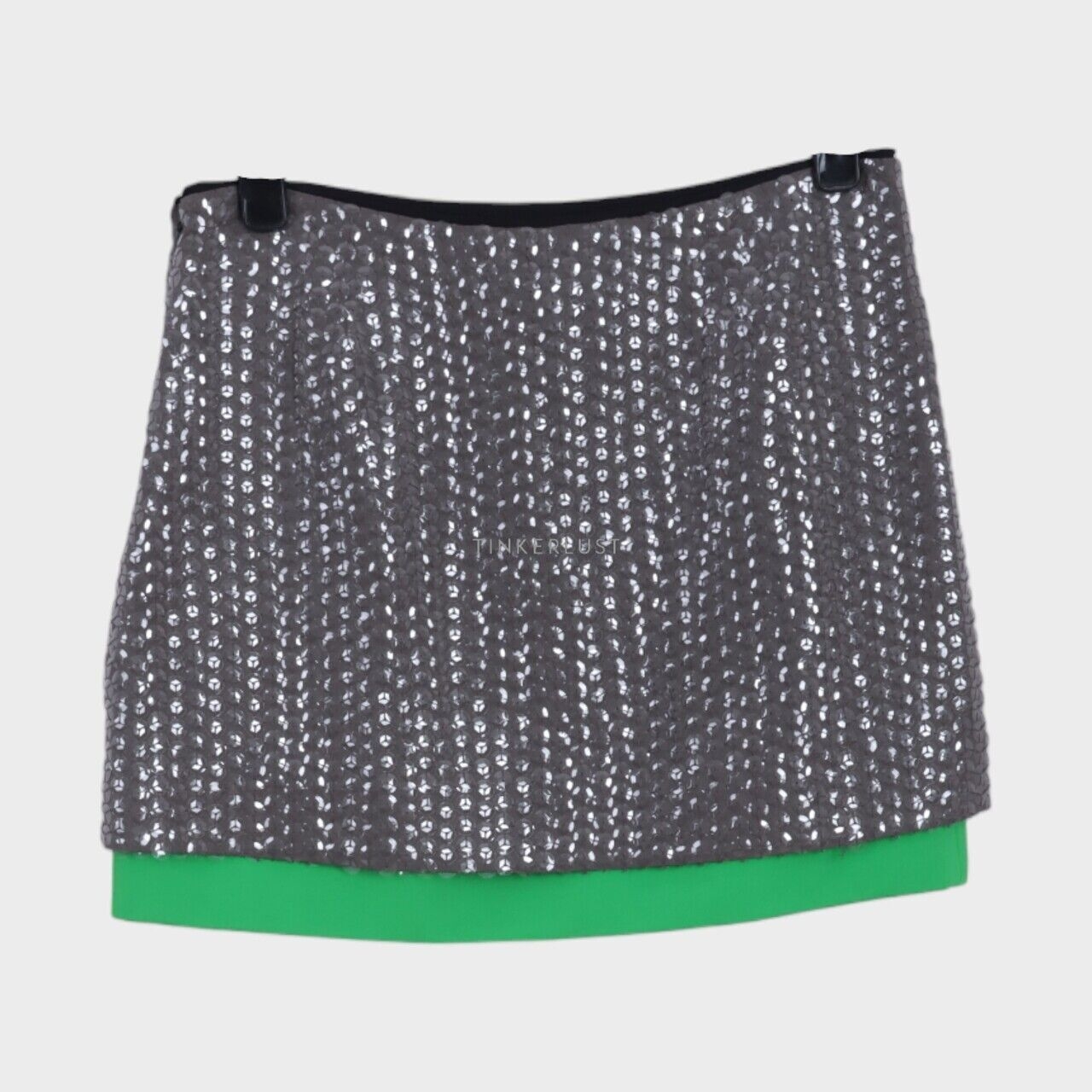 Diane von Furstenberg Clean Elley Grey Green Sequin Mini Skirt